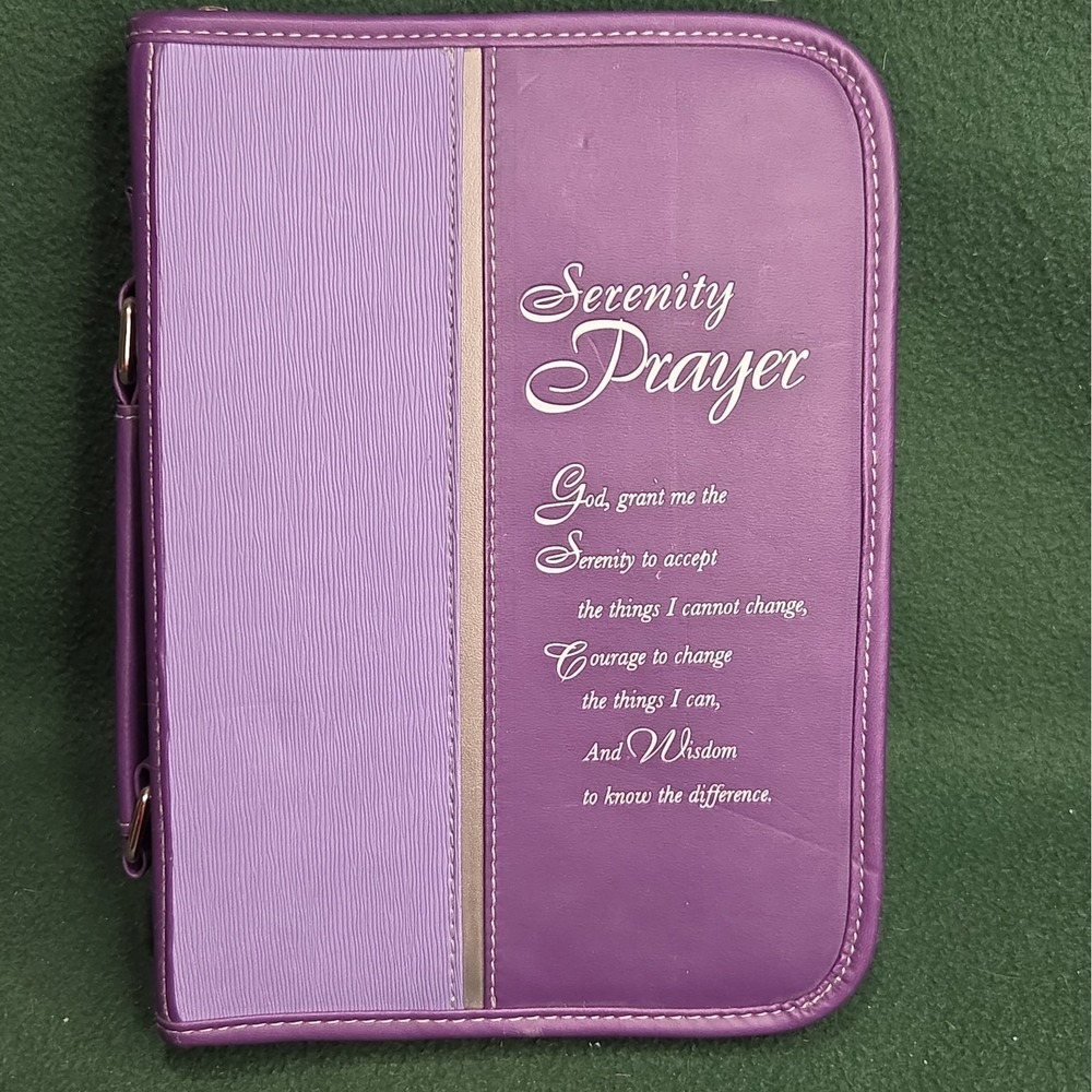 Christian Art Gifts Purple Serenity Prayer Bible Cover with matching Journal